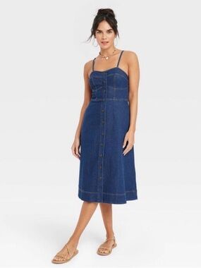 Universal Thread Sleeveless Denim Corset Midi Sundress